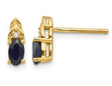 1/2 Carat (ctw) Natural Dark Blue Sapphire Post Earrings in 14K Yellow Gold